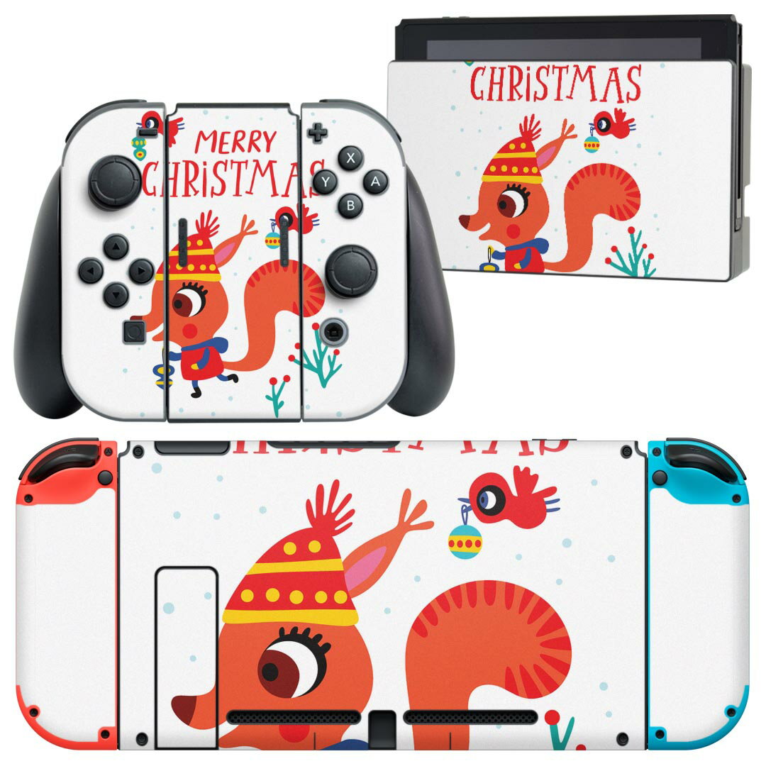 igsticker Nintendo Switch 用 デザインスキンシール 任天堂 ニンテンドー スイッチ 専用 本体ドック Joy-Con Joycon ジョイコン 専用 ゲーム機 カバー アクセサリー フィルム ステッカー 019048 イラスト アニマル キッズ