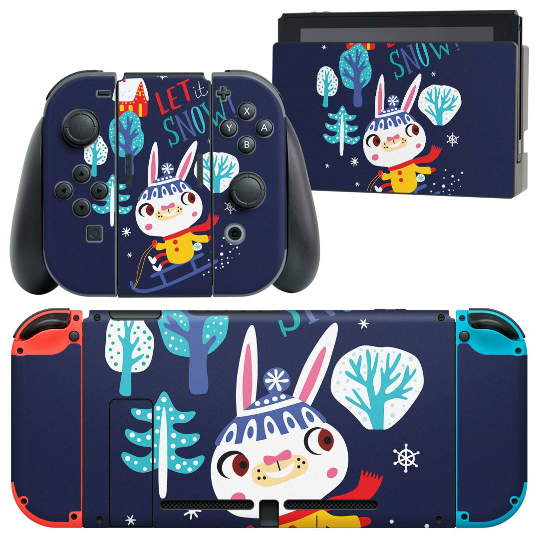 igsticker Nintendo Switch 用 デザインスキンシール 任天堂 ニンテンドー スイッチ 専用 本体ドック Joy-Con Joycon ジョイコン 専用 ゲーム機 カバー アクセサリー フィルム ステッカー 019063 イラスト アニマル キッズ