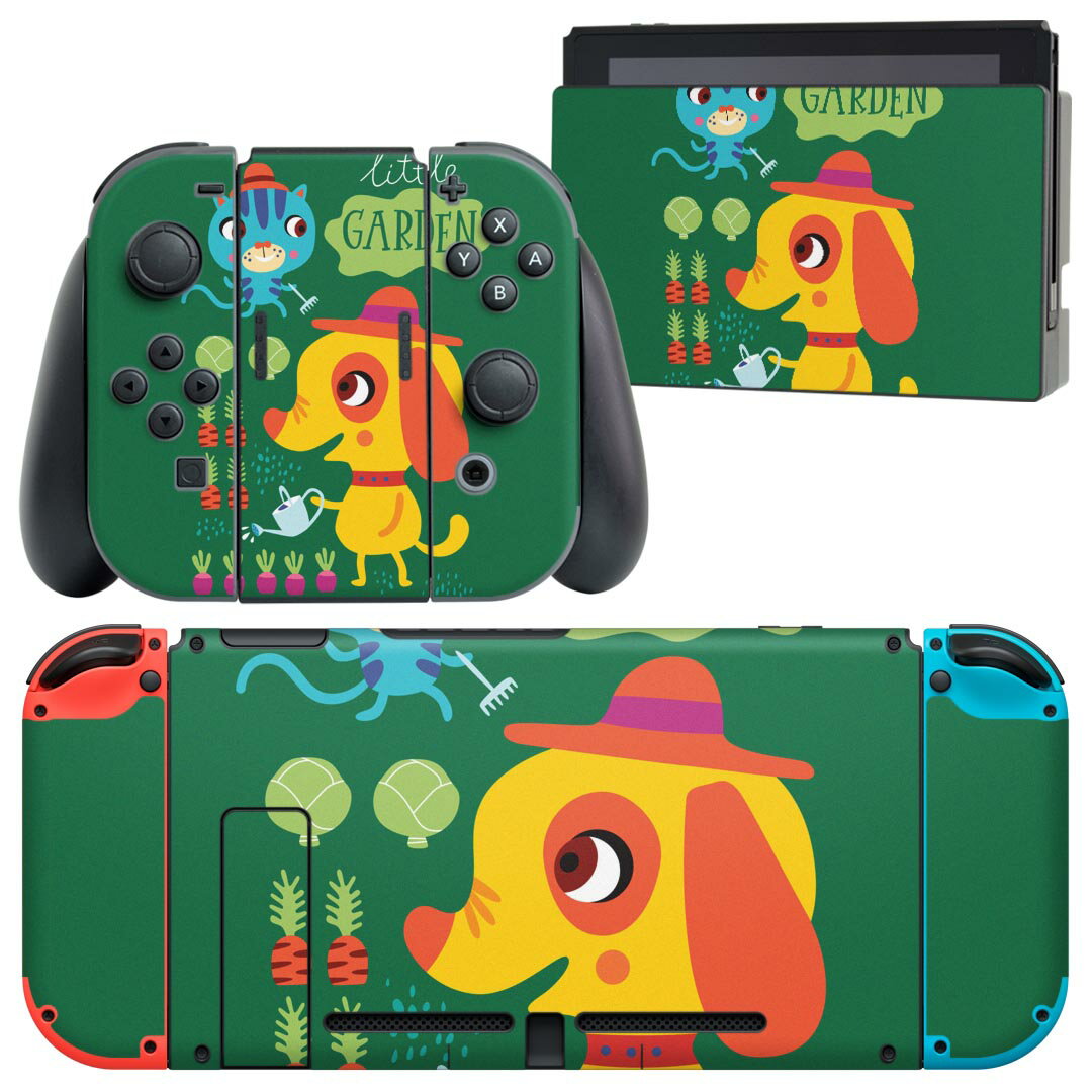 igsticker Nintendo Switch 用 デザインスキンシール 任天堂 ニンテンドー スイッチ 専用 本体ドック Joy-Con Joycon ジョイコン 専用 ゲーム機 カバー アクセサリー フィルム ステッカー 019088 イラスト アニマル キッズ