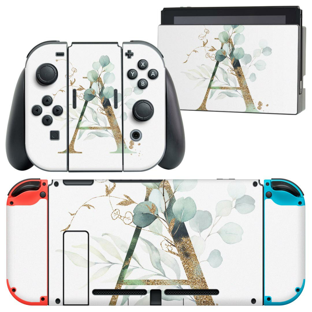 igsticker Nintendo Switch 用 デザインスキンシール 任天堂 ニンテンドー スイッチ 専用 本体ドック Joy-Con Joycon ジョイコン 専用 ゲーム機 カバー アクセサリー フィルム ステッカー 019119 フォント 文字 a アルファベット