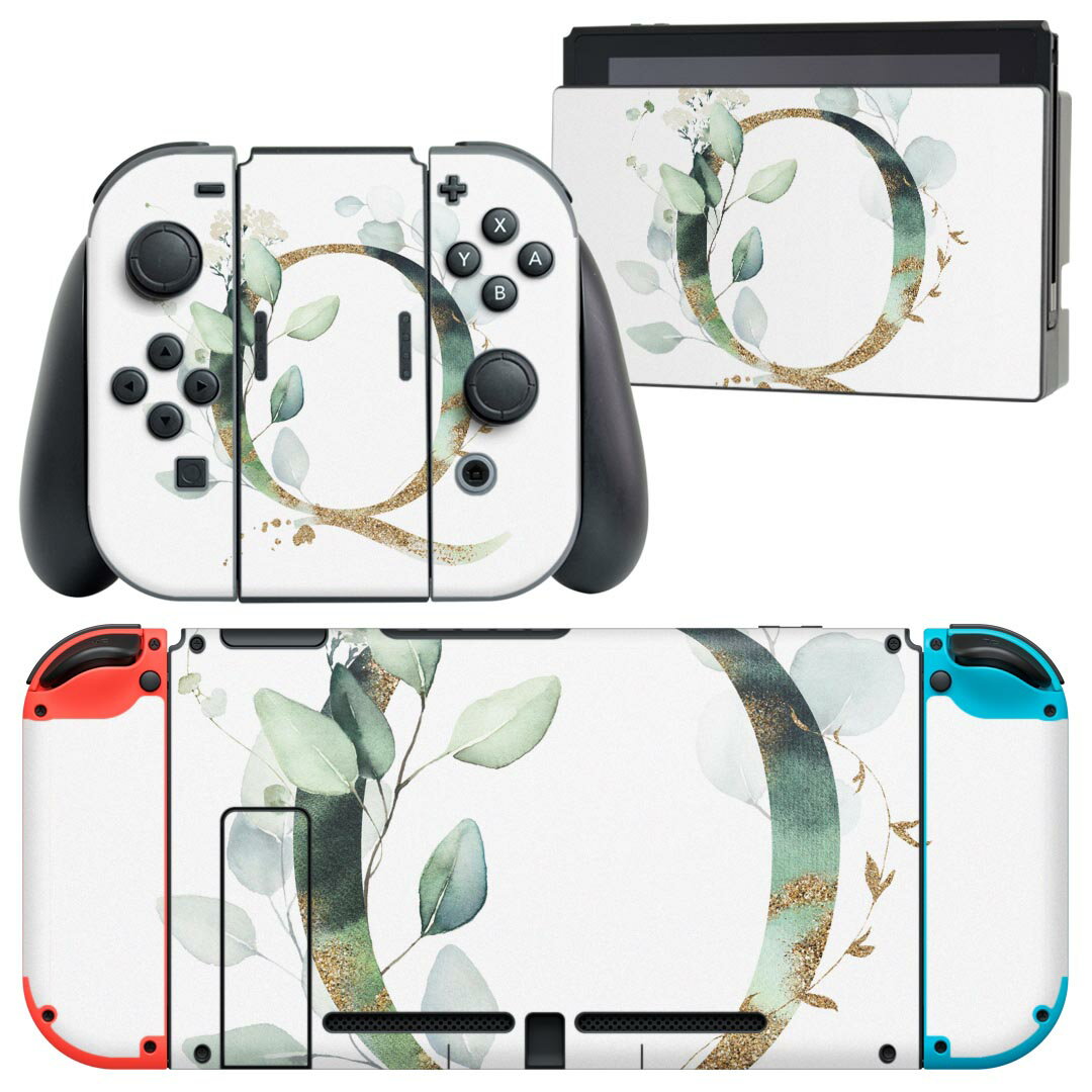 igsticker Nintendo Switch 用 デザインスキンシール 任天堂 ニンテンドー スイッチ 専用 本体ドック Joy-Con Joycon ジョイコン 専用 ゲーム機 カバー アクセサリー フィルム ステッカー 019134 フォント 文字 q アルファベット
