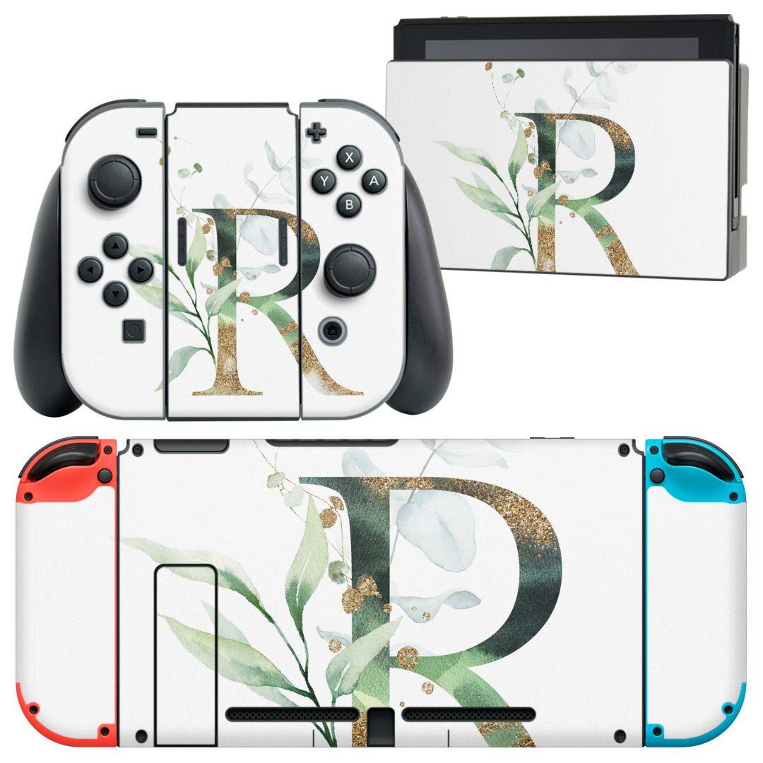 igsticker Nintendo Switch 用 デザインスキンシール 任天堂 ニンテンドー スイッチ 専用 本体ドック Joy-Con Joycon ジョイコン 専用 ゲーム機 カバー アクセサリー フィルム ステッカー 019135 フォント 文字 r アルファベット