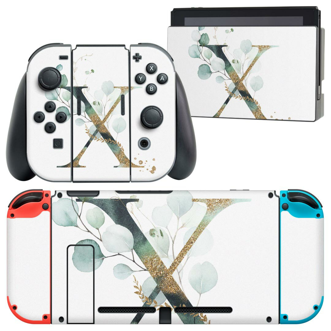 igsticker Nintendo Switch 用 デザインスキンシール 任天堂 ニンテンドー スイッチ 専用 本体ドック Joy-Con Joycon ジョイコン 専用 ゲーム機 カバー アクセサリー フィルム ステッカー 019141 フォント 文字 x アルファベット