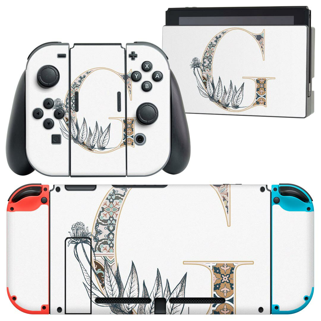 igsticker Nintendo Switch 用 デザインスキンシール 任天堂 ニンテンドー スイッチ 専用 本体ドック Joy-Con Joycon ジョイコン 専用 ゲーム機 カバー アクセサリー フィルム ステッカー 019151 フォント 文字 g アルファベット