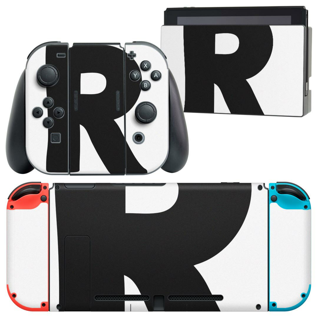 igsticker Nintendo Switch 用 デザインスキンシール 任天堂 ニンテンドー スイッチ 専用 本体ドック Joy-Con Joycon ジョイコン 専用 ゲーム機 カバー アクセサリー フィルム ステッカー 019198 フォント 文字 r アルファベット