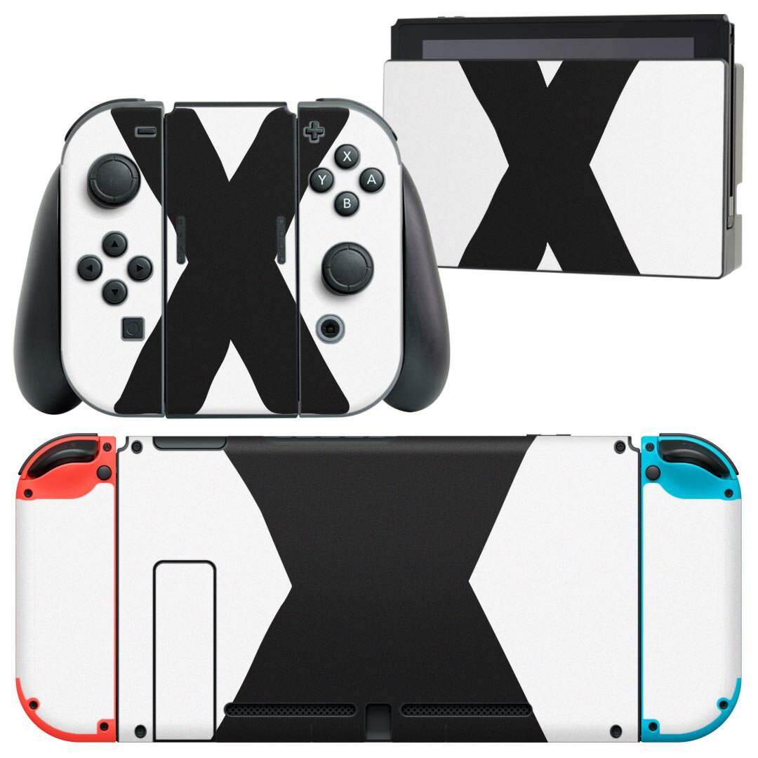 igsticker Nintendo Switch 用 デザインスキンシール 任天堂 ニンテンドー スイッチ 専用 本体ドック Joy-Con Joycon ジョイコン 専用 ゲーム機 カバー アクセサリー フィルム ステッカー 019204 フォント 文字 x アルファベット