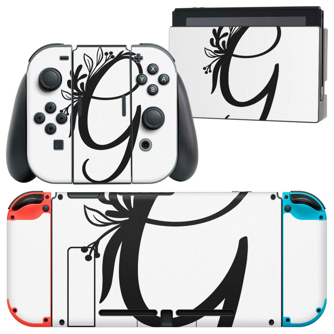 igsticker Nintendo Switch 用 デザインスキンシール 任天堂 ニンテンドー スイッチ 専用 本体ドック Joy-Con Joycon ジョイコン 専用 ゲーム機 カバー アクセサリー フィルム ステッカー 019223 フォント 文字 g アルファベット