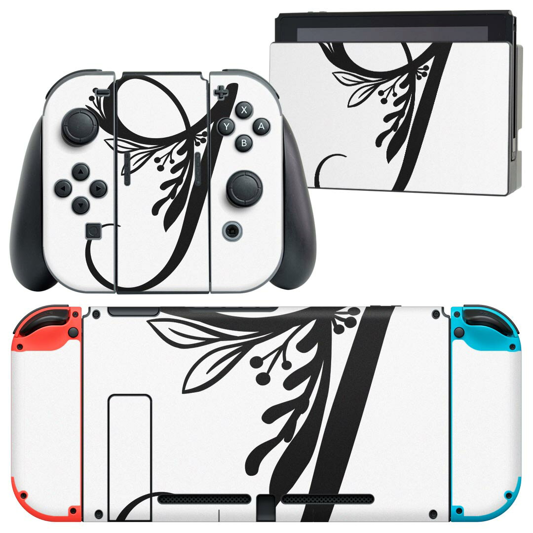 igsticker Nintendo Switch 用 デザインスキンシール 任天堂 ニンテンドー スイッチ 専用 本体ドック Joy-Con Joycon ジョイコン 専用 ゲーム機 カバー アクセサリー フィルム ステッカー 019226 フォント 文字 j アルファベット