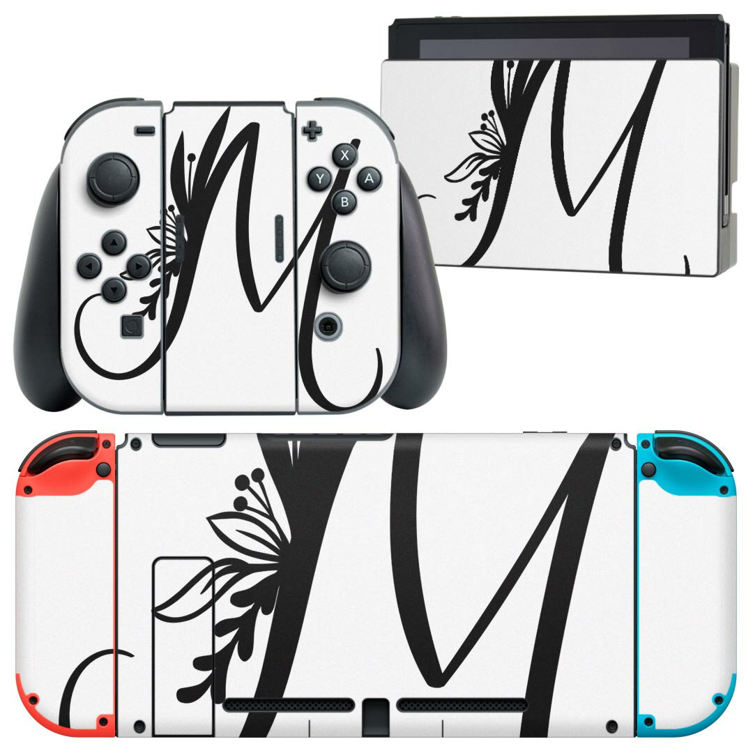 igsticker Nintendo Switch 用 デザインスキンシール 任天堂 ニンテンドー スイッチ 専用 本体ドック Joy-Con Joycon ジョイコン 専用 ゲーム機 カバー アクセサリー フィルム ステッカー 019229 フォント 文字 m アルファベット