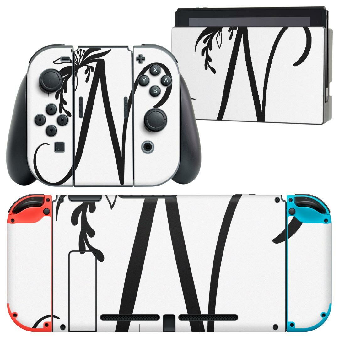 igsticker Nintendo Switch 用 デザインスキンシール 任天堂 ニンテンドー スイッチ 専用 本体ドック Joy-Con Joycon ジョイコン 専用 ゲーム機 カバー アクセサリー フィルム ステッカー 019230 フォント 文字 n アルファベット