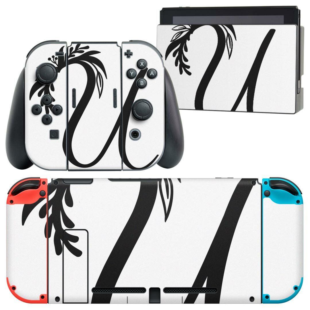 igsticker Nintendo Switch 用 デザインスキンシール 任天堂 ニンテンドー スイッチ 専用 本体ドック Joy-Con Joycon ジョイコン 専用 ゲーム機 カバー アクセサリー フィルム ステッカー 019237 フォント 文字 u アルファベット
