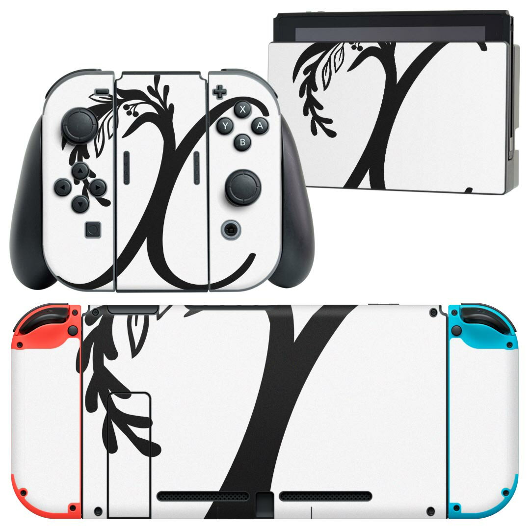 igsticker Nintendo Switch 用 デザインスキンシール 任天堂 ニンテンドー スイッチ 専用 本体ドック Joy-Con Joycon ジョイコン 専用 ゲーム機 カバー アクセサリー フィルム ステッカー 019240 フォント 文字 x アルファベット
