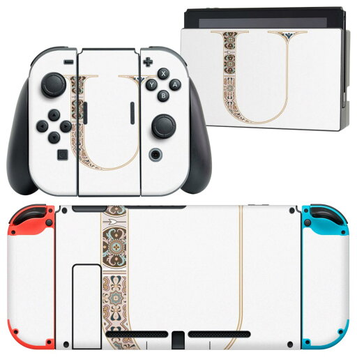 igsticker Nintendo Switch 用 デザインスキンシール 任天堂 ニンテンドー スイッチ 専用 本体ドック Joy-Con Joycon ジョイコン 専用 ゲーム機 カバー アクセサリー フィルム ステッカー 019264 フォント 文字 u アルファベット