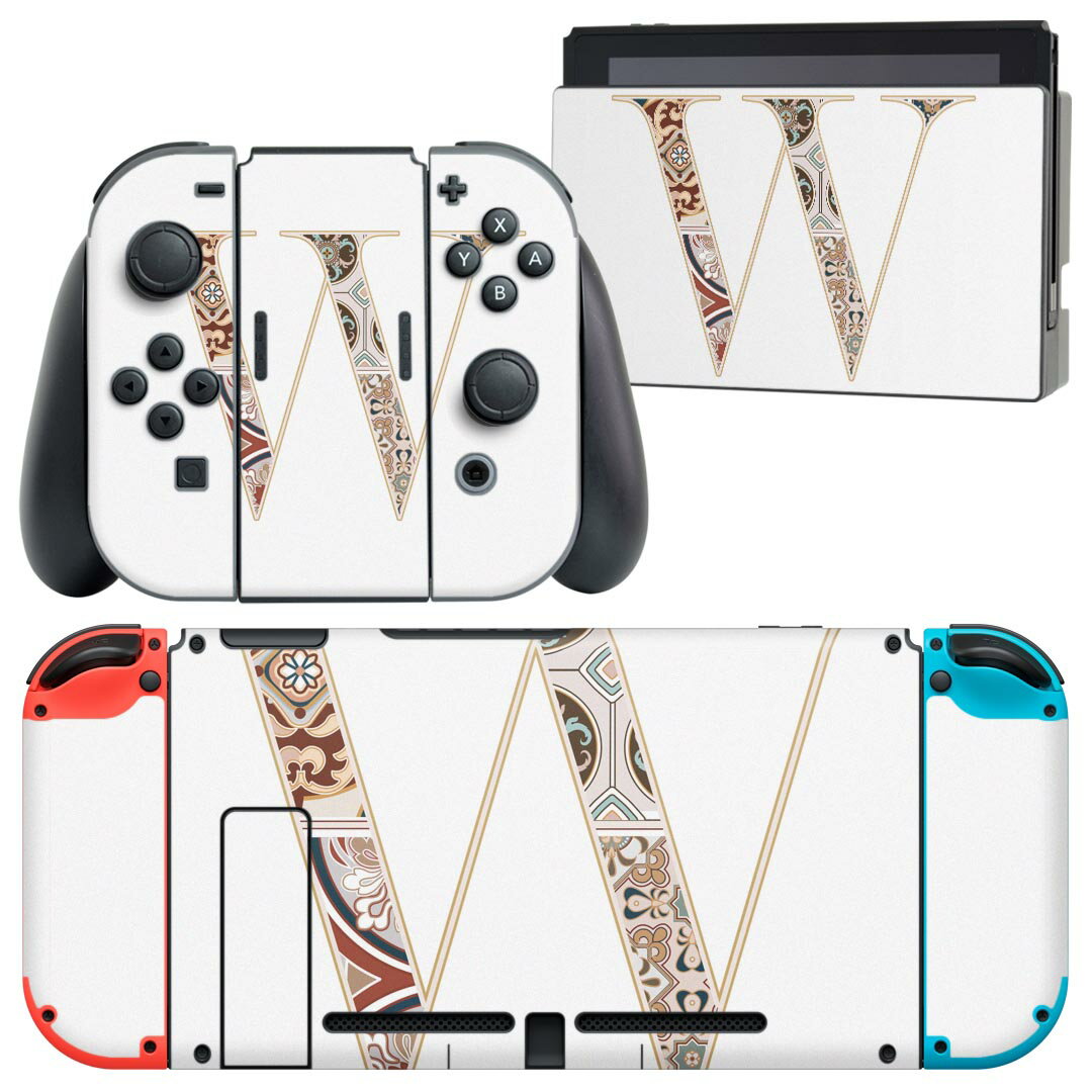 igsticker Nintendo Switch 用 デザインスキンシール 任天堂 ニンテンドー スイッチ 専用 本体ドック Joy-Con Joycon ジョイコン 専用 ゲーム機 カバー アクセサリー フィルム ステッカー 019266 フォント 文字 w アルファベット