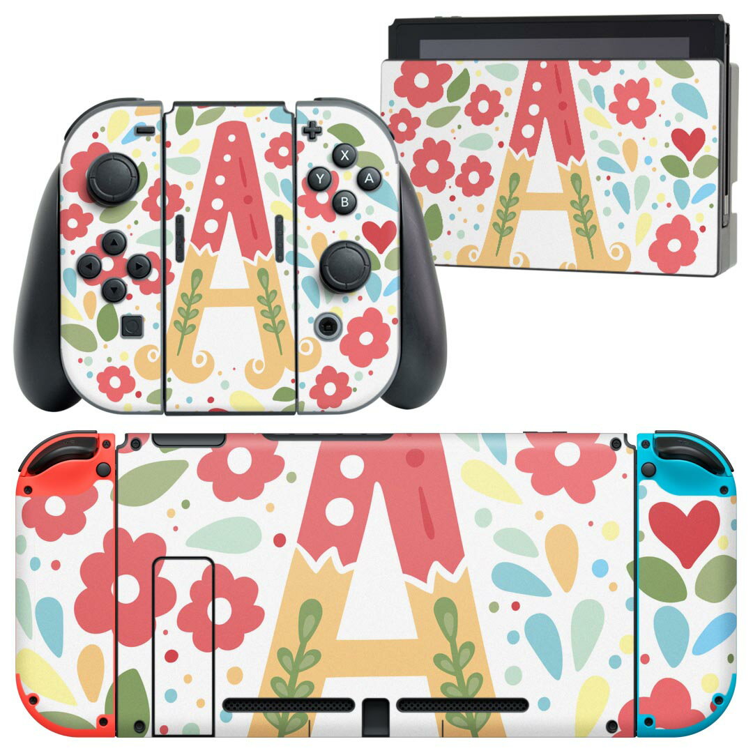 igsticker Nintendo Switch 用 デザインスキンシール 任天堂 ニンテンドー スイッチ 専用 本体ドック Joy-Con Joycon ジョイコン 専用 ゲーム機 カバー アクセサリー フィルム ステッカー 019270 フォント 文字 a アルファベット