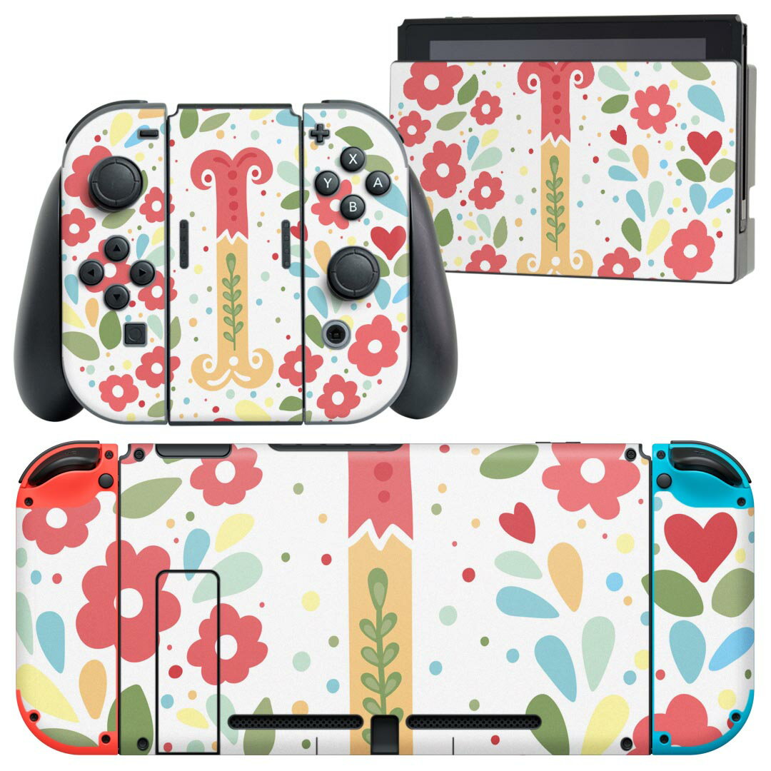 igsticker Nintendo Switch 用 デザインスキンシール 任天堂 ニンテンドー スイッチ 専用 本体ドック Joy-Con Joycon ジョイコン 専用 ゲーム機 カバー アクセサリー フィルム ステッカー 019278 フォント 文字 i アルファベット