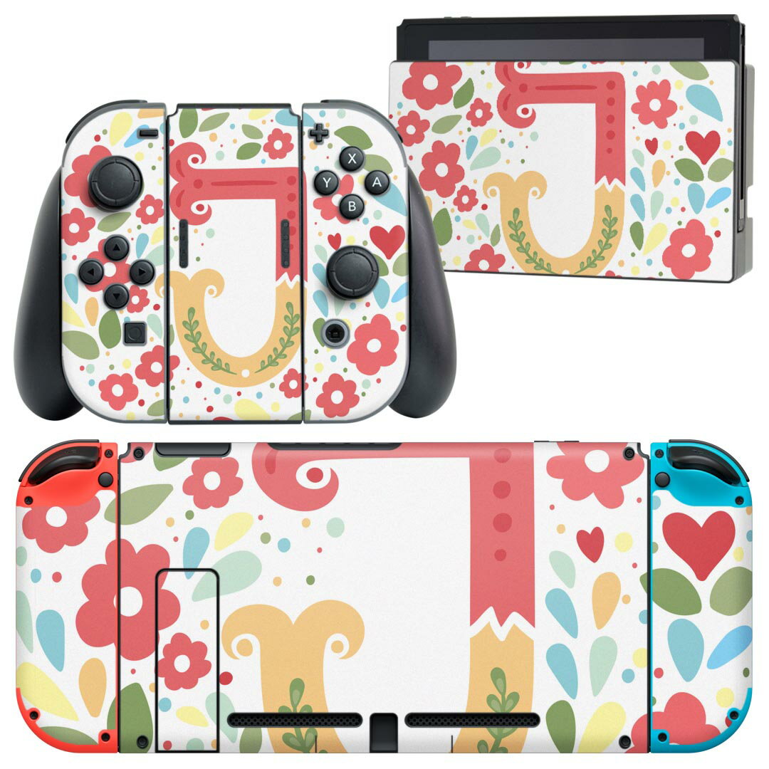 igsticker Nintendo Switch 用 デザインスキンシール 任天堂 ニンテンドー スイッチ 専用 本体ドック Joy-Con Joycon ジョイコン 専用 ゲーム機 カバー アクセサリー フィルム ステッカー 019279 フォント 文字 j アルファベット