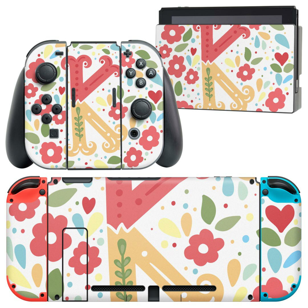 igsticker Nintendo Switch 用 デザインスキンシール 任天堂 ニンテンドー スイッチ 専用 本体ドック Joy-Con Joycon ジョイコン 専用 ゲーム機 カバー アクセサリー フィルム ステッカー 019280 フォント 文字 k アルファベット