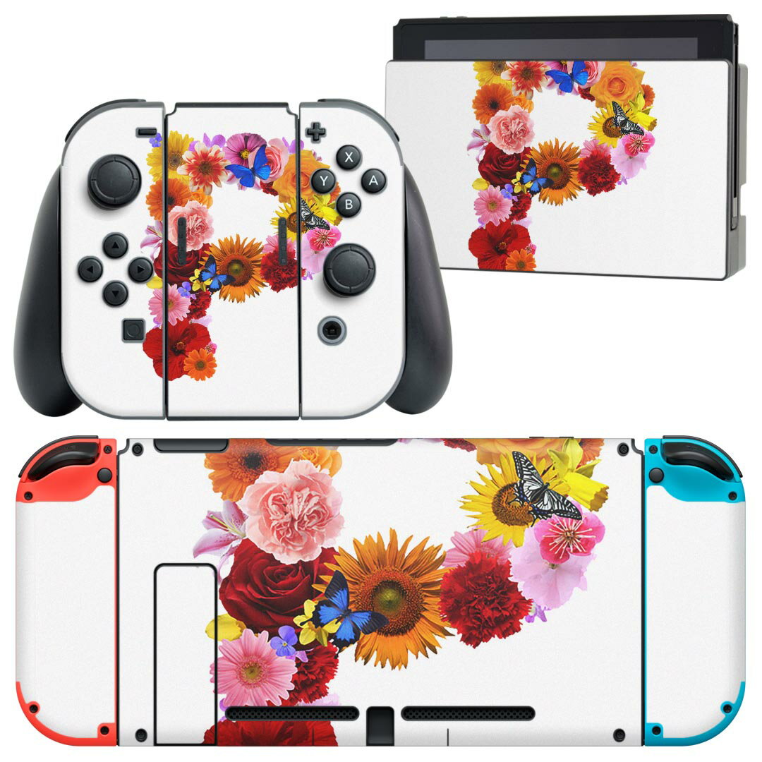 igsticker Nintendo Switch 用 デザインスキンシール 任天堂 ニンテンドー スイッチ 専用 本体ドック Joy-Con Joycon ジョイコン 専用 ゲーム機 カバー アクセサリー フィルム ステッカー 019321 フォント 文字 p アルファベット