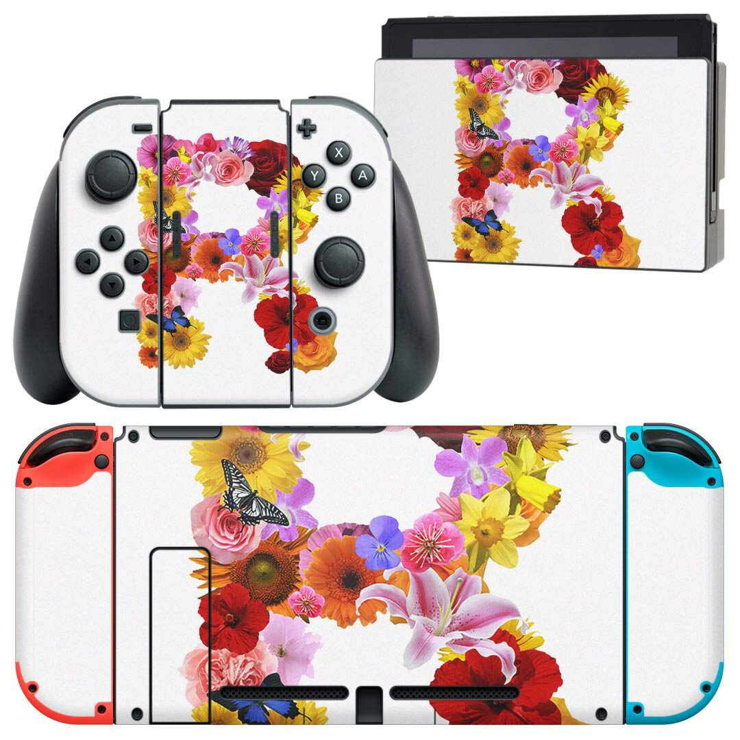 igsticker Nintendo Switch 用 デザインスキンシール 任天堂 ニンテンドー スイッチ 専用 本体ドック Joy-Con Joycon ジョイコン 専用 ゲーム機 カバー アクセサリー フィルム ステッカー 019323 フォント 文字 r アルファベット