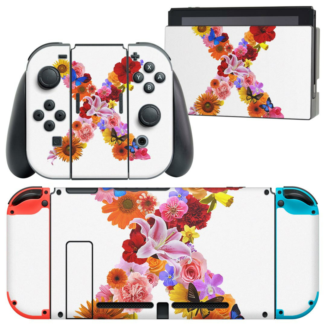 igsticker Nintendo Switch 用 デザインスキンシール 任天堂 ニンテンドー スイッチ 専用 本体ドック Joy-Con Joycon ジョイコン 専用 ゲーム機 カバー アクセサリー フィルム ステッカー 019329 フォント 文字 x アルファベット