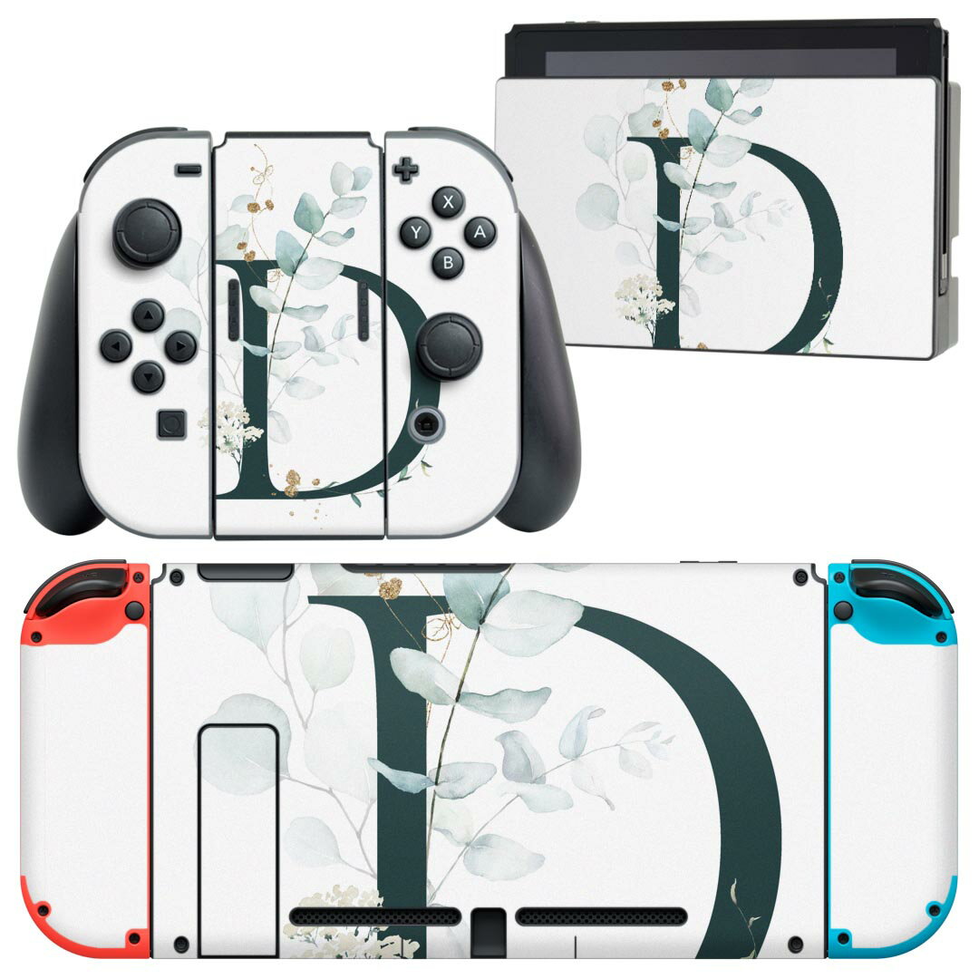 igsticker Nintendo Switch 用 デザインスキンシール 任天堂 ニンテンドー スイッチ 専用 本体ドック Joy-Con Joycon ジョイコン 専用 ゲーム機 カバー アクセサリー フィルム ステッカー 019382 フォント 文字 d アルファベット