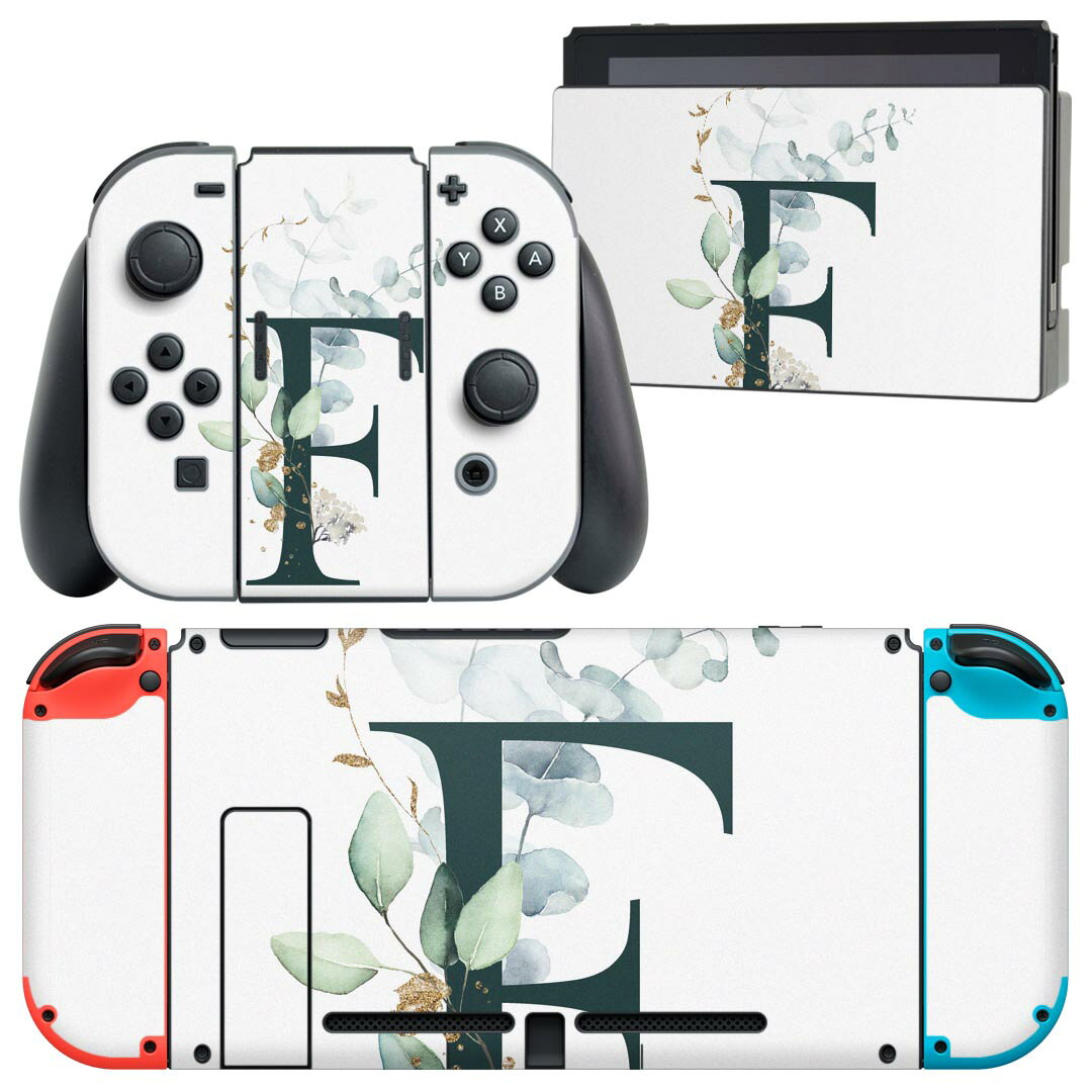 igsticker Nintendo Switch 用 デザインスキンシール 任天堂 ニンテンドー スイッチ 専用 本体ドック Joy-Con Joycon ジョイコン 専用 ゲーム機 カバー アクセサリー フィルム ステッカー 019384 フォント 文字 f アルファベット