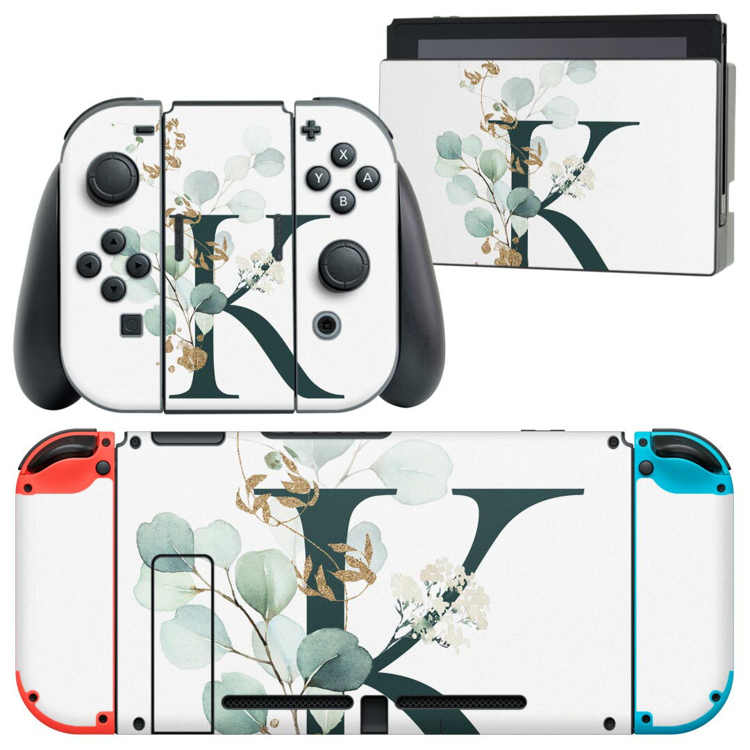 igsticker Nintendo Switch 用 デザインスキンシール 任天堂 ニンテンドー スイッチ 専用 本体ドック Joy-Con Joycon ジョイコン 専用 ゲーム機 カバー アクセサリー フィルム ステッカー 019389 フォント 文字 k アルファベット