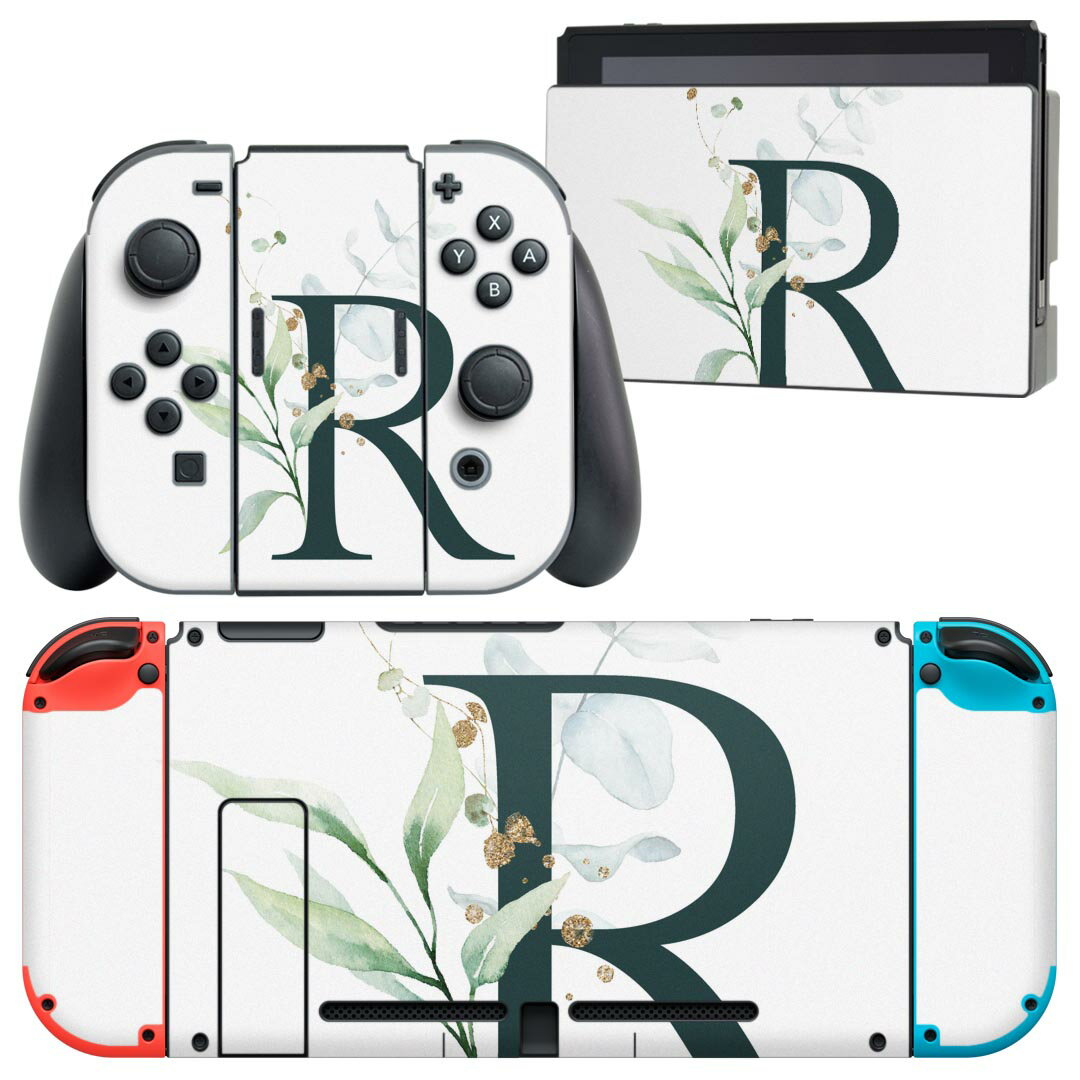 igsticker Nintendo Switch 用 デザインスキンシール 任天堂 ニンテンドー スイッチ 専用 本体ドック Joy-Con Joycon ジョイコン 専用 ゲーム機 カバー アクセサリー フィルム ステッカー 019396 フォント 文字 r アルファベット