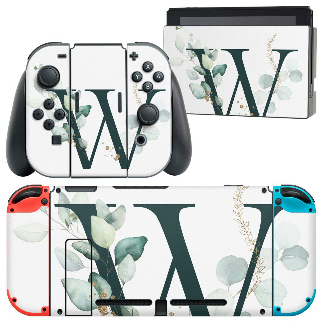 igsticker Nintendo Switch 用 デザインスキンシール 任天堂 ニンテンドー スイッチ 専用 本体ドック Joy-Con Joycon ジョイコン 専用 ゲーム機 カバー アクセサリー フィルム ステッカー 019401 フォント 文字 w アルファベット