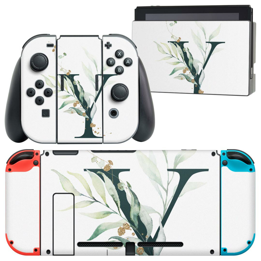 igsticker Nintendo Switch 用 デザインスキンシール 任天堂 ニンテンドー スイッチ 専用 本体ドック Joy-Con Joycon ジョイコン 専用 ゲーム機 カバー アクセサリー フィルム ステッカー 019403 フォント 文字 y アルファベット