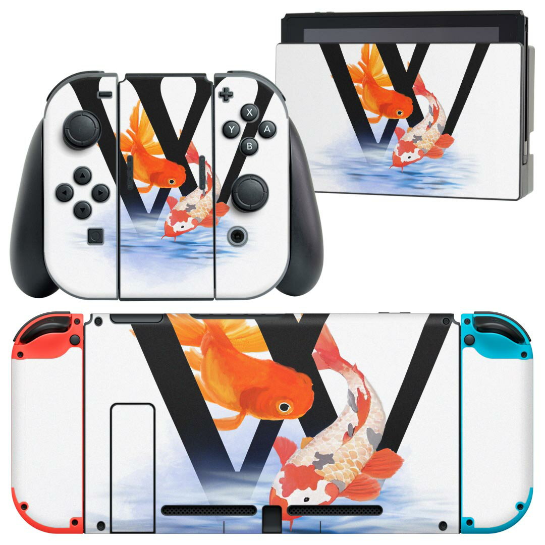 igsticker Nintendo Switch 用 デザインスキンシール 任天堂 ニンテンドー スイッチ 専用 本体ドック Joy-Con Joycon ジョイコン 専用 ゲーム機 カバー アクセサリー フィルム ステッカー 019465 フォント 文字 w アルファベット