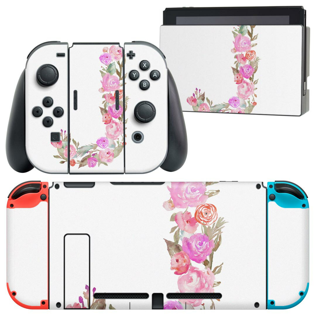 igsticker Nintendo Switch 用 デザインスキンシール 任天堂 ニンテンドー スイッチ 専用 本体ドック Joy-Con Joycon ジョイコン 専用 ゲーム機 カバー アクセサリー フィルム ステッカー 019490 フォント 文字 j アルファベット