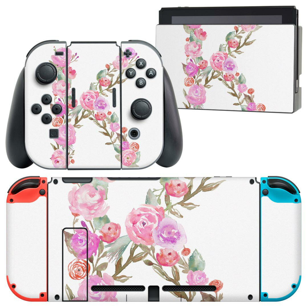 igsticker Nintendo Switch 用 デザインスキンシール 任天堂 ニンテンドー スイッチ 専用 本体ドック Joy-Con Joycon ジョイコン 専用 ゲーム機 カバー アクセサリー フィルム ステッカー 019492 フォント 文字 k アルファベット