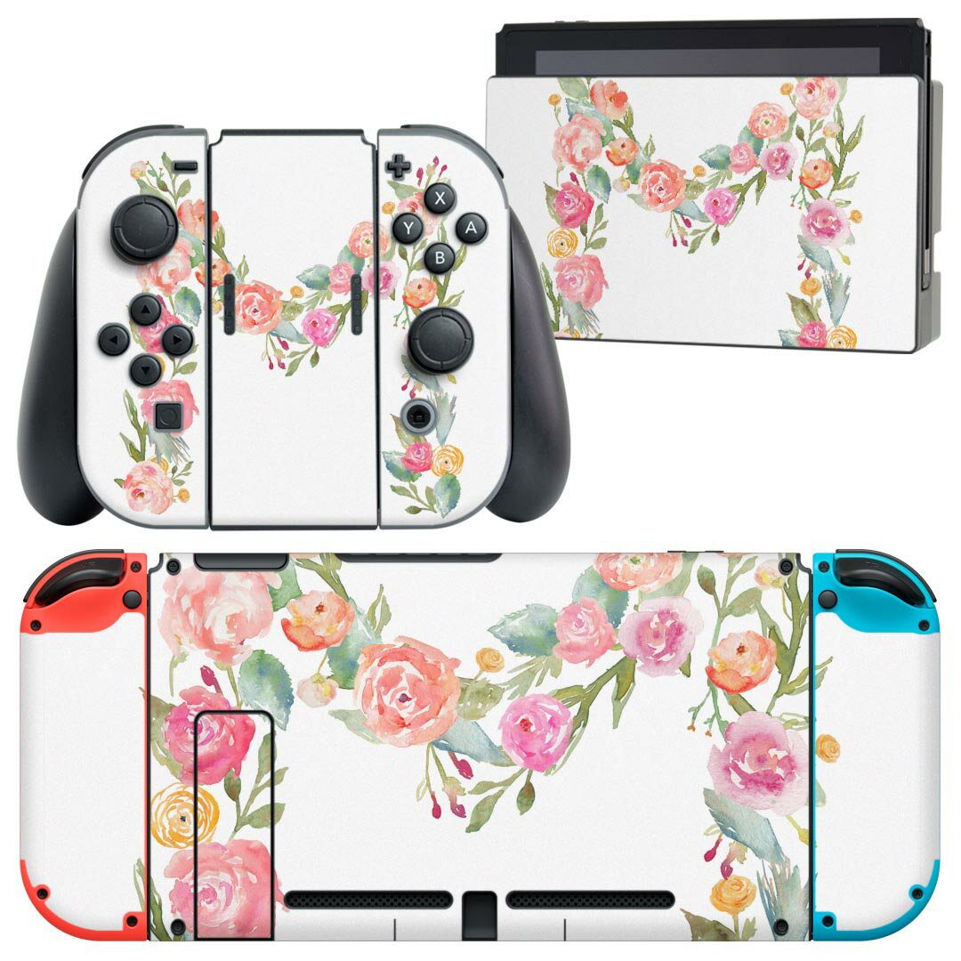 igsticker Nintendo Switch 用 デザインスキンシール 任天堂 ニンテンドー スイッチ 専用 本体ドック Joy-Con Joycon ジョイコン 専用 ゲーム機 カバー アクセサリー フィルム ステッカー 019495 フォント 文字 m アルファベット