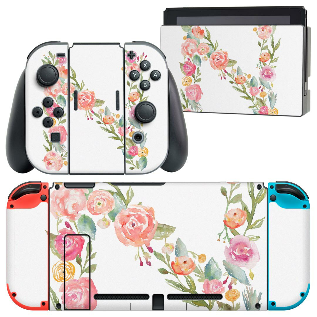 igsticker Nintendo Switch 用 デザインスキンシール 任天堂 ニンテンドー スイッチ 専用 本体ドック Joy-Con Joycon ジョイコン 専用 ゲーム機 カバー アクセサリー フィルム ステッカー 019497 フォント 文字 n アルファベット