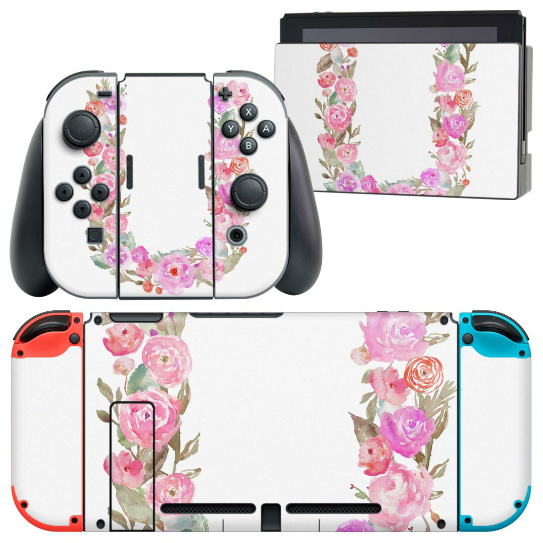 igsticker Nintendo Switch 用 デザインスキンシール 任天堂 ニンテンドー スイッチ 専用 本体ドック Joy-Con Joycon ジョイコン 専用 ゲーム機 カバー アクセサリー フィルム ステッカー 019512 フォント 文字 u アルファベット
