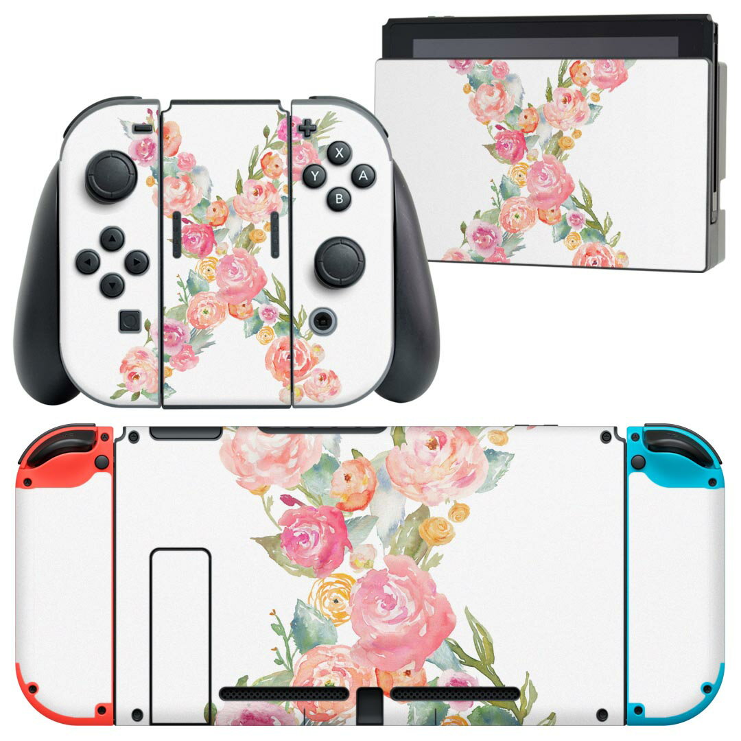 igsticker Nintendo Switch 用 デザインスキンシール 任天堂 ニンテンドー スイッチ 専用 本体ドック Joy-Con Joycon ジョイコン 専用 ゲーム機 カバー アクセサリー フィルム ステッカー 019517 フォント 文字 x アルファベット