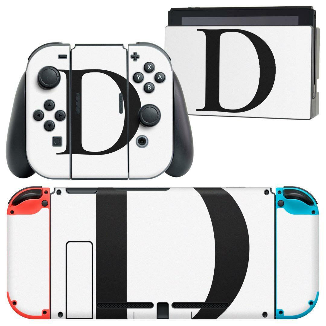 igsticker Nintendo Switch 用 デザインスキンシール 任天堂 ニンテンドー スイッチ 専用 本体ドック Joy-Con Joycon ジョイコン 専用 ゲーム機 カバー アクセサリー フィルム ステッカー 019537 フォント 文字 d アルファベット