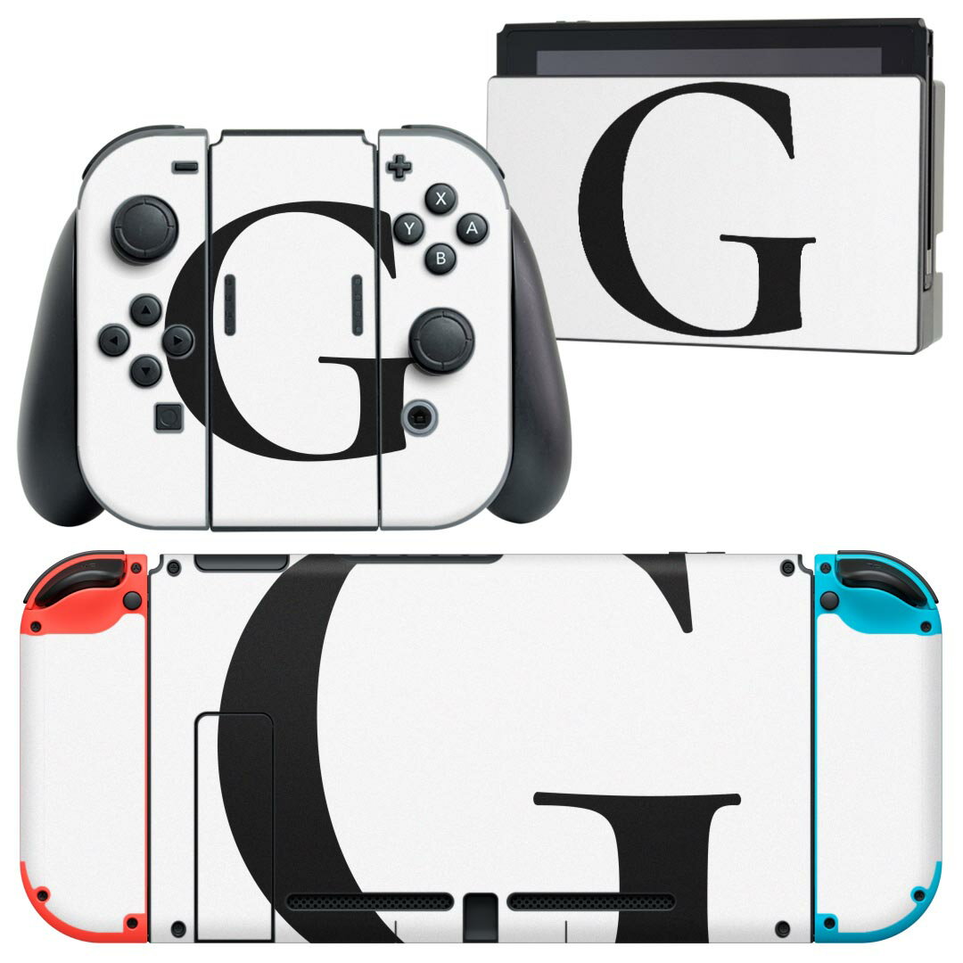 igsticker Nintendo Switch 用 デザインスキンシール 任天堂 ニンテンドー スイッチ 専用 本体ドック Joy-Con Joycon ジョイコン 専用 ゲーム機 カバー アクセサリー フィルム ステッカー 019540 フォント 文字 g アルファベット