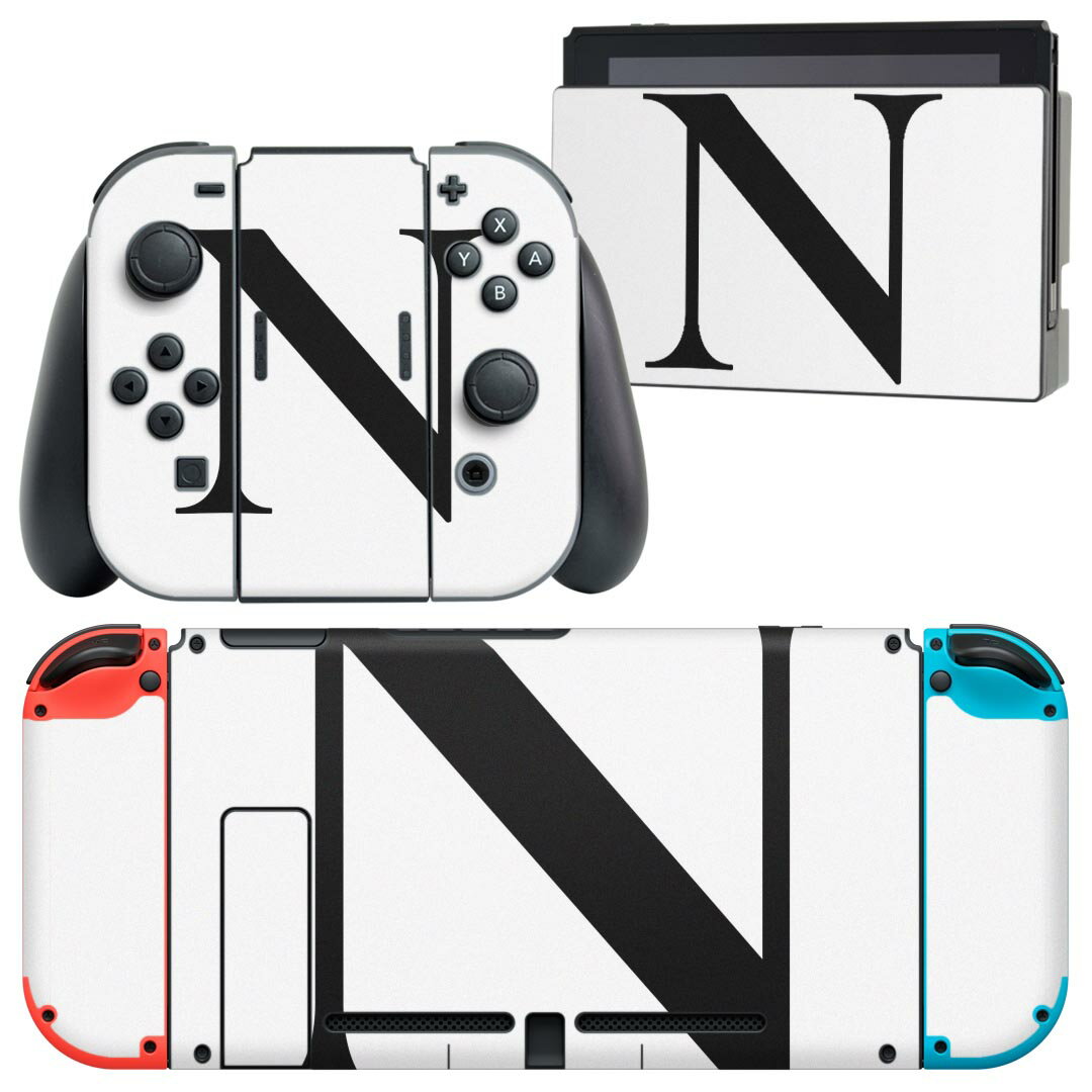 igsticker Nintendo Switch 用 デザインスキンシール 任天堂 ニンテンドー スイッチ 専用 本体ドック Joy-Con Joycon ジョイコン 専用 ゲーム機 カバー アクセサリー フィルム ステッカー 019547 フォント 文字 n アルファベット