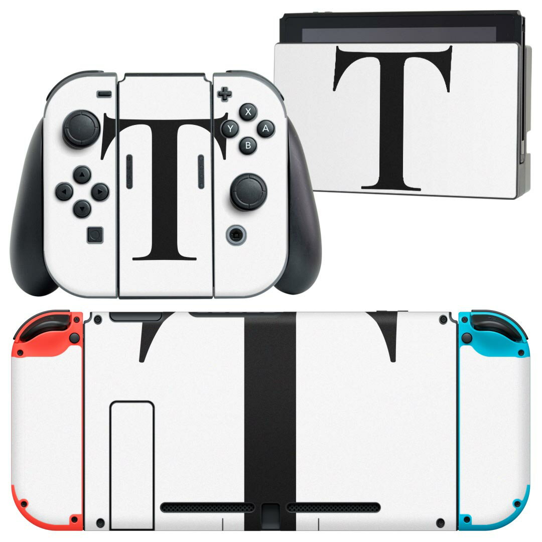 igsticker Nintendo Switch 用 デザインスキンシール 任天堂 ニンテンドー スイッチ 専用 本体ドック Joy-Con Joycon ジョイコン 専用 ゲーム機 カバー アクセサリー フィルム ステッカー 019553 フォント 文字 t アルファベット