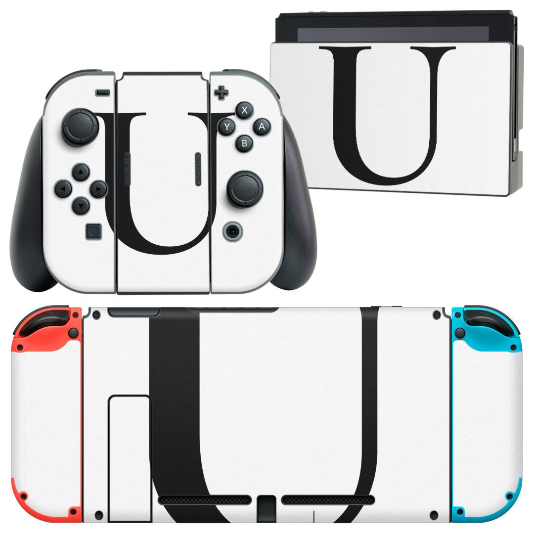 igsticker Nintendo Switch 用 デザインスキンシール 任天堂 ニンテンドー スイッチ 専用 本体ドック Joy-Con Joycon ジョイコン 専用 ゲーム機 カバー アクセサリー フィルム ステッカー 019554 フォント 文字 u アルファベット