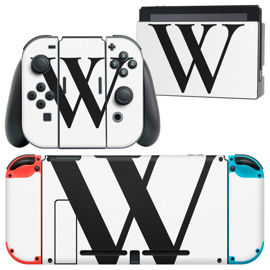 igsticker Nintendo Switch 用 デザインスキンシール 任天堂 ニンテンドー スイッチ 専用 本体ドック Joy-Con Joycon ジョイコン 専用 ゲーム機 カバー アクセサリー フィルム ステッカー 019556 フォント 文字 w アルファベット
