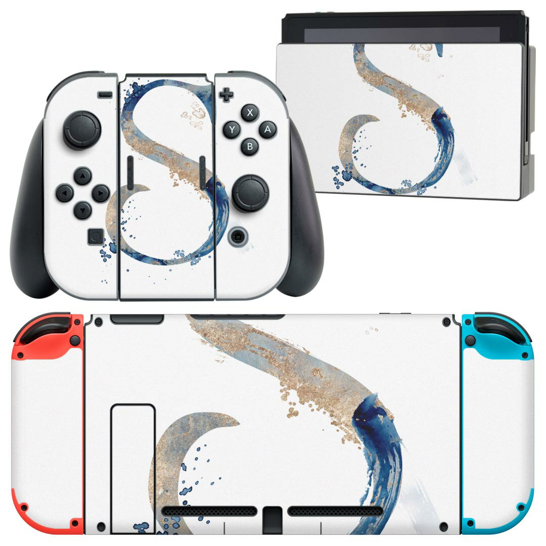 igsticker Nintendo Switch 用 デザインスキンシール 任天堂 ニンテンドー スイッチ 専用 本体ドック Joy-Con Joycon ジョイコン 専用 ゲーム機 カバー アクセサリー フィルム ステッカー 019634 フォント 文字 s アルファベット