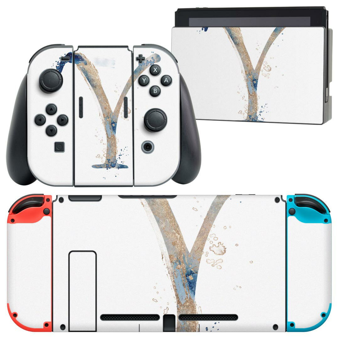 igsticker Nintendo Switch 用 デザインスキンシール 任天堂 ニンテンドー スイッチ 専用 本体ドック Joy-Con Joycon ジョイコン 専用 ゲーム機 カバー アクセサリー フィルム ステッカー 019640 フォント 文字 y アルファベット