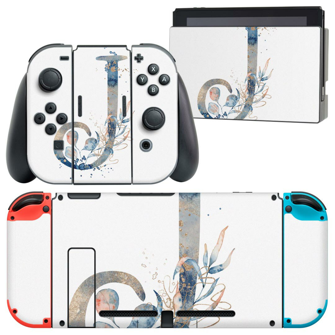 igsticker Nintendo Switch 用 デザインスキンシール 任天堂 ニンテンドー スイッチ 専用 本体ドック Joy-Con Joycon ジョイコン 専用 ゲーム機 カバー アクセサリー フィルム ステッカー 019662 フォント 文字 j アルファベット
