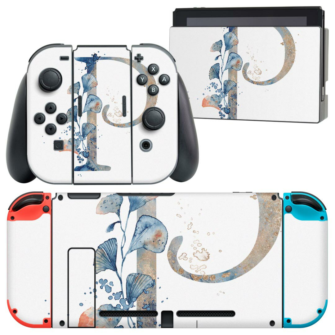 igsticker Nintendo Switch 用 デザインスキンシール 任天堂 ニンテンドー スイッチ 専用 本体ドック Joy-Con Joycon ジョイコン 専用 ゲーム機 カバー アクセサリー フィルム ステッカー 019668 フォント 文字 p アルファベット