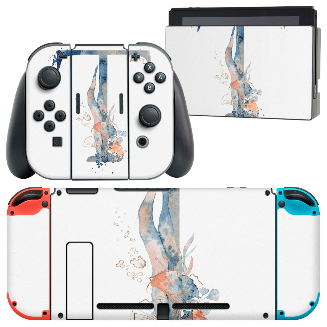 igsticker Nintendo Switch 用 デザインスキンシール 任天堂 ニンテンドー スイッチ 専用 本体ドック Joy-Con Joycon ジョイコン 専用 ゲーム機 カバー アクセサリー フィルム ステッカー 019672 フォント 文字 t アルファベット