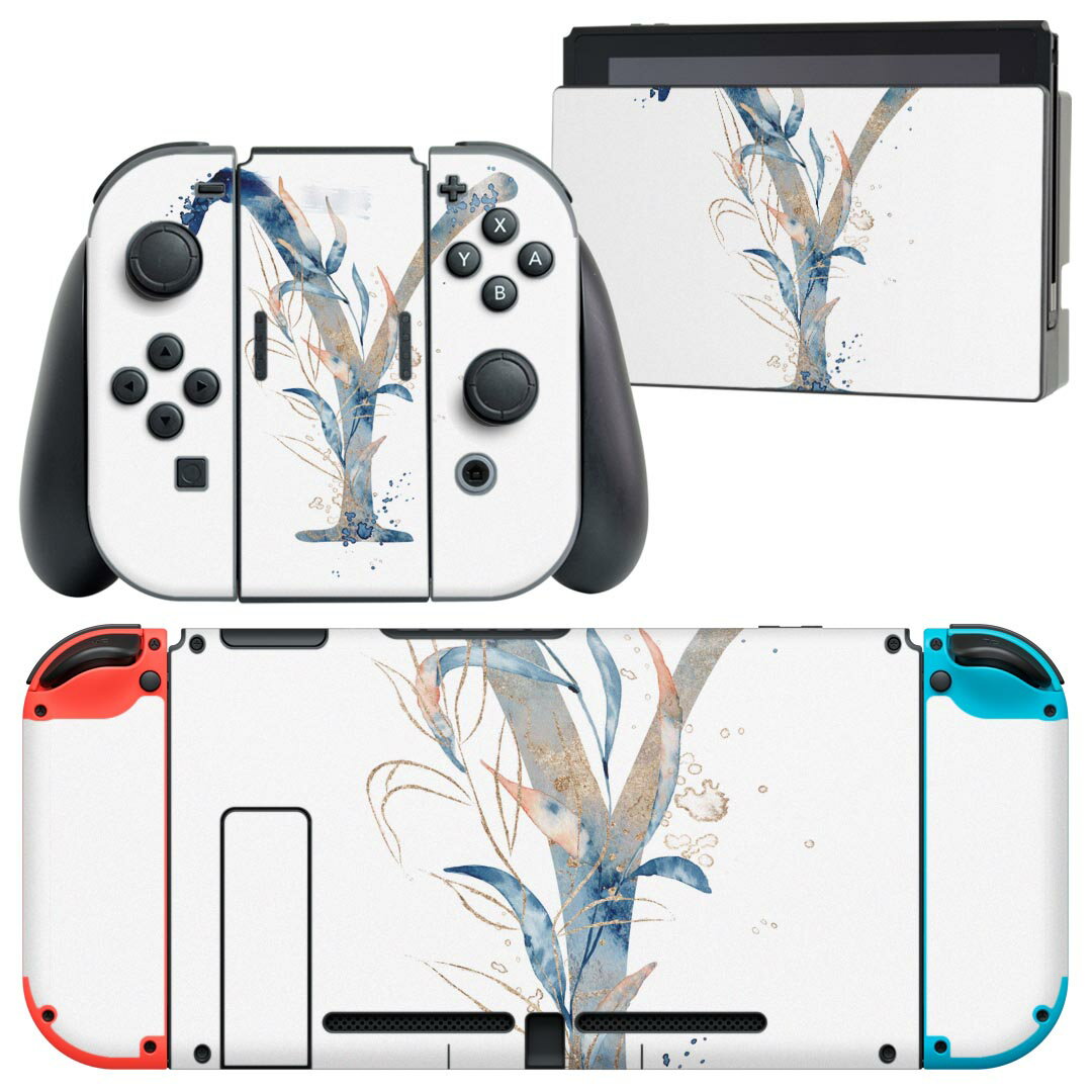 igsticker Nintendo Switch 用 デザインスキンシール 任天堂 ニンテンドー スイッチ 専用 本体ドック Joy-Con Joycon ジョイコン 専用 ゲーム機 カバー アクセサリー フィルム ステッカー 019677 フォント 文字 y アルファベット